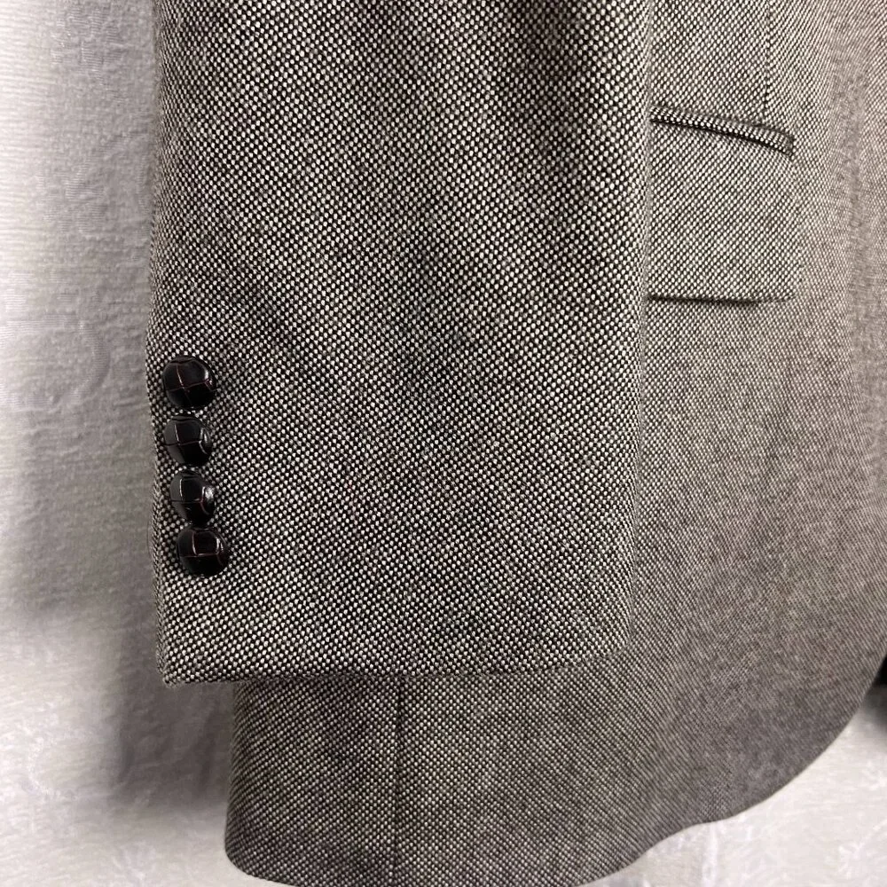 Stafford Signature wool blend tweed 2-button blazer elbow patch brown sport coat